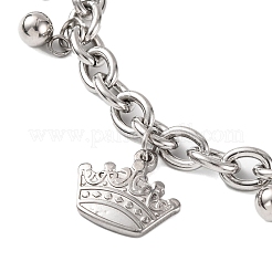 Tarnish Resistant 201 Stainless Steel Crown Charm Bracelets&nbsp;BJEW-B078-100P