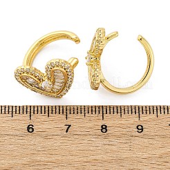 Heart Brass Micro Pave Clear Cubic Zirconia Cuff Earrings&nbsp;EJEW-H158-21G
