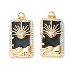 Rack Plating Brass Micro Pave Clear Cubic Zirconia Pendants&nbsp;KK-D073-24G