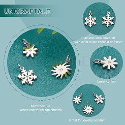 6Pcs 3 Style Eco-Friendly 316 Surgical Stainless Steel Micro Pave Clear Cubic Zirconia Charms&nbsp;RB-UN0001-06