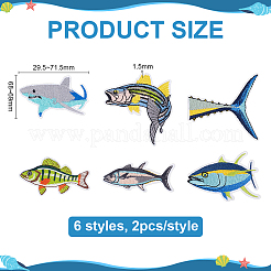 6Pcs 6 Styles Non-woven Fabrics & Polyester Thread Computerized Embroidery Iron On/Sew On Patches&nbsp;PATC-WH0014-106