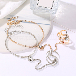 2Pcs 2 Colors Crystal Rhinestone Ring Bracelets Set&nbsp;BJEW-AN0001-17