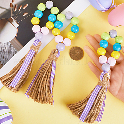 Easter Wood Beaded Napkin Rings with Tassels&nbsp;HJEW-WH0042-97
