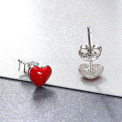 Anti-Tarnish Rhodium Plated 925 Sterling Silver Enamel Stud Earrings&nbsp;EJEW-FF0008-006P