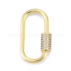 Brass Micro Pave Clear Cubic Zirconia Screw Carabiner Lock Charms&nbsp;ZIRC-E164-10G