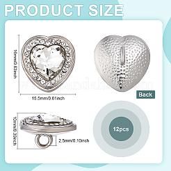 12Pcs Glass Rhinestone Shank Buttons&nbsp;BUTT-PH0001-50