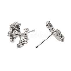 Brass Micro Pave Clear Cubic Zirconia Bowknot Stud Earring Findings&nbsp;KK-G553-08P