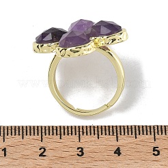 Natural Amethyst Faceted Adjustable Finger Rings for Women&nbsp;RJEW-A092-01G-11