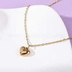 304 Stainless Steel Rose Love Heart Pendant Cable Chain Necklaces for Women&nbsp;NJEW-K255-36G