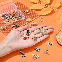 30Pcs 15 Styles Thanksgiving Day Golden Tone Alloy Enamel Pendants&nbsp;ENAM-FS0002-03