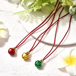 3Pcs 3 Styles Aluminum Christmas Bell Pendant Rattail Satin Cord Necklaces&nbsp;NJEW-JN05506-01