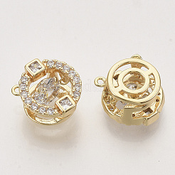 Brass Micro Pave Clear Cubic Zirconia Charms&nbsp;ZIRC-T011-15G-NF