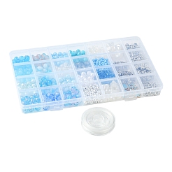 DIY Round Glass & CCB Plastic Beads Bracelets Making Kits&nbsp;DIY-FS0007-56A