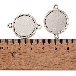 Tibetan Style Alloy Flat Round Cabochon Connector Settings&nbsp;X-TIBE-M022-09AS