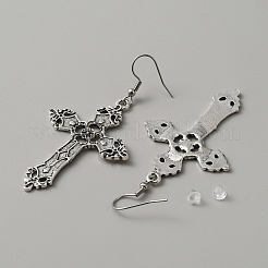 Alloy Hollow Out Cross Dangle Earrings&nbsp;EJEW-WH0018-27D