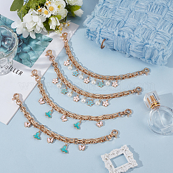 4Pcs 2 Styles Alloy Enamel Butterfly Flower Charm Iron Bag Decorative Chains&nbsp;HJEW-DR00190