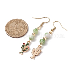 Real 18K Gold Plated Alloy Enamel Dangle Earrings&nbsp;EJEW-JE05667-01