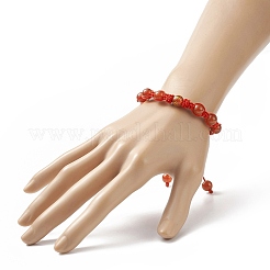 Natural Carnelian(Dyed & Heated) Round Braided Bead Bracelet&nbsp;BJEW-JB09183
