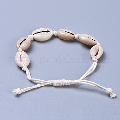 Adjustable Cowrie Shell Braided Bead Bracelets&nbsp;BJEW-JB04271