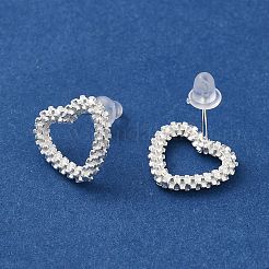 Heart 925 Sterling Silver Stud Earrings for Women&nbsp;EJEW-G372-02S