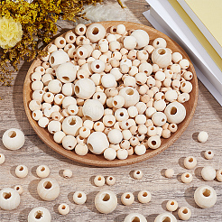 400Pcs 5 Styles Natural Unfinished Wood Beads&nbsp;WOOD-PA0001-55