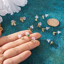 12Pcs 6 Style Brass Micro Pave Cubic Zirconia Stud Earring Findings&nbsp;KK-FW0001-10