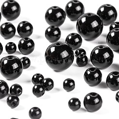 340Pcs 4 Sizes Synthetic Black Stone Beads Strands&nbsp;G-LS0001-10