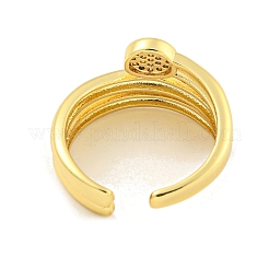 Brass Micro Pave Clear Cubic Zirconia Round Open Cuff Ring for Women&nbsp;RJEW-M173-09B-G