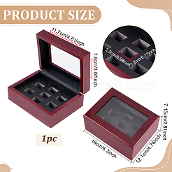 7-Slot Wooden Championship Ring Organizer Boxes with Acrylic Visible Window Lid and PU Leather Inside&nbsp;CON-WH0110-327A