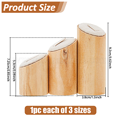 3Pcs 3 Sizes Wood Jewelry Finger Ring Displays Stands&nbsp;RDIS-WH0011-36A-02