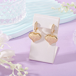 1Pair Brass Clear Cubic Zirconia Heart Hoop Earrings&nbsp;EJEW-TA0008-59