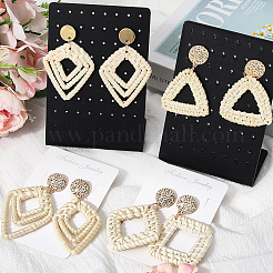 4 Pairs 4 Styles Rattan Dangle Stud Earrings&nbsp;EJEW-SP0001-16A