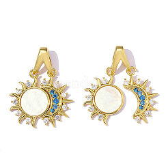 Brass Micro Pave Blue Cubic Zirconia Pendants&nbsp;CU-OY002-02G