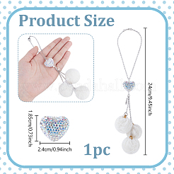 Plush Cloth Fabric Round & Polymer Clay Rhinestone Heart Pendant Hanging Ornament&nbsp;HJEW-DR00080