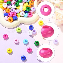 100Pcs 10 Colors Opaque Acrylic European Beads&nbsp;SACR-FS0001-51