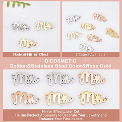 12Pcs 3 Colors 304 Stainless Steel Pendants&nbsp;STAS-DC0004-49