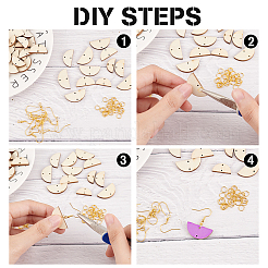 30 Sets 3 Sizes Undyed Wood Connector Charms&nbsp;WOOD-OC0002-94