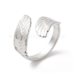 Non-Tarnish 304 Stainless Steel Double Wings Open Cuff Ring for Women&nbsp;RJEW-K245-41P