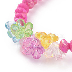 8Pcs 8 Color Opaque Acrylic Faceted Rondelle & Flower Beaded Stretch Bracelets&nbsp;BJEW-JB09100