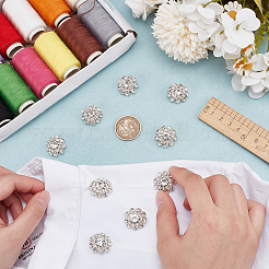 10Pcs 1-Hole Alloy Rhinestone Shank Buttons&nbsp;BUTT-FG0001-28B