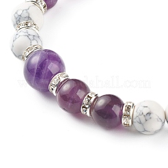 Natural Mixed Stone & Synthetic Howlite Round Beads Stretch Bracelet&nbsp;BJEW-JB06919