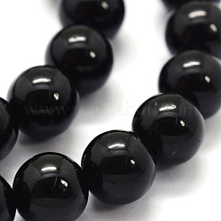 Natural Black Tourmaline Beads Strands&nbsp;G-G763-01-8mm-AB