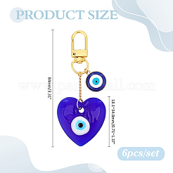6Pcs Heart Handmade Evil Eye Lampwork Pendant Decorations&nbsp;HJEW-ME00102