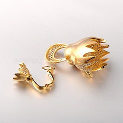 Fashionable Brass Micro Pave Cubic Zirconia Fold Over Clasps&nbsp;ZIRC-M047-G-RS