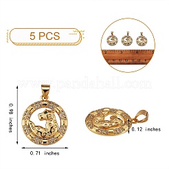 5Pcs Brass Micro Pave Clear Cubic Zirconia Pendants&nbsp;KK-SZ0005-50
