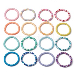 16Pcs 16 Colors Handmade Polymer Clay Beaded Stretch Bracelets Sets&nbsp;BJEW-JB10764