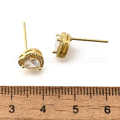 Clear Cubic Zirconia Heart Stud Earrings&nbsp;EJEW-K093-21G