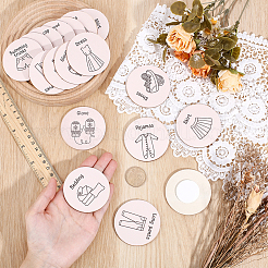 Flat Round Wood Box Labels&nbsp;DIY-BC0015-89B