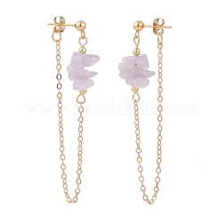 Natural Lavender Amethyst Chip Beads Dangle Stud Earrings for Women&nbsp;EJEW-TA00028-04