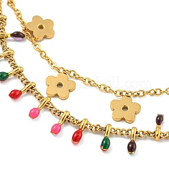Boho 304 Stainless Steel Enamel Anklets&nbsp;AJEW-P125-01A-G